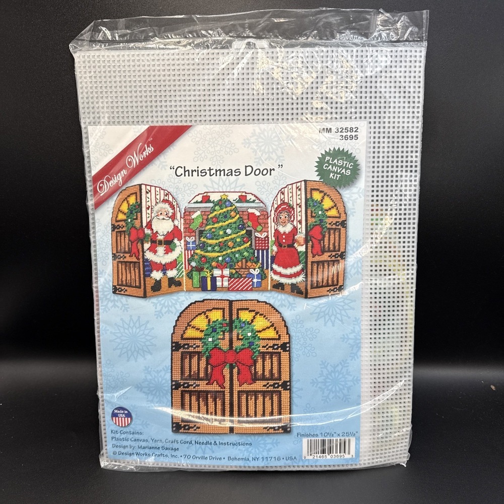 Design Works Christmas Door 10.5x25.5" New #3695 Plastic Canvas Kit Santa